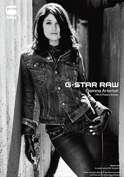 Gemma Arterton in G-Star RAW 2011-2012 Fall Winter Campaign: Designer Denim Jeans Fashion: Season Lookbooks, Ad Campaigns and Linesheets