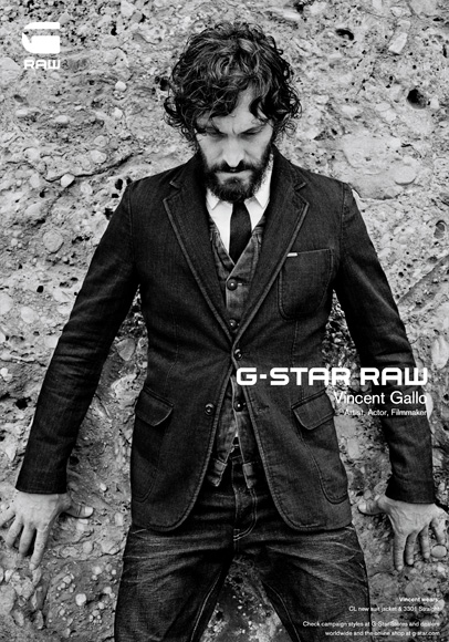 Vincent Gallo in G-Star RAW 2011-2012 Fall Winter Campaign: Designer Denim Jeans Fashion: Season Lookbooks, Ad Campaigns and Linesheets