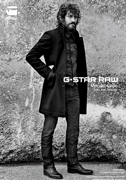 Vincent Gallo in G-Star RAW 2011-2012 Fall Winter Campaign: Designer Denim Jeans Fashion: Season Lookbooks, Ad Campaigns and Linesheets