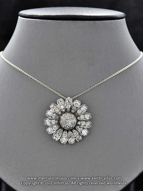 Olympic Gold Jewelry - Platinum Diamond Pendant Flower 01
