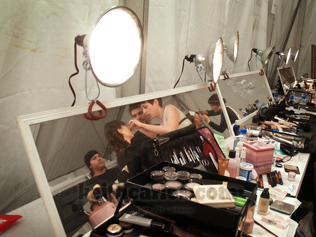 Photojournalistic portrait of models backstage at Mercedes-Benz Fashion Week Los Angeles